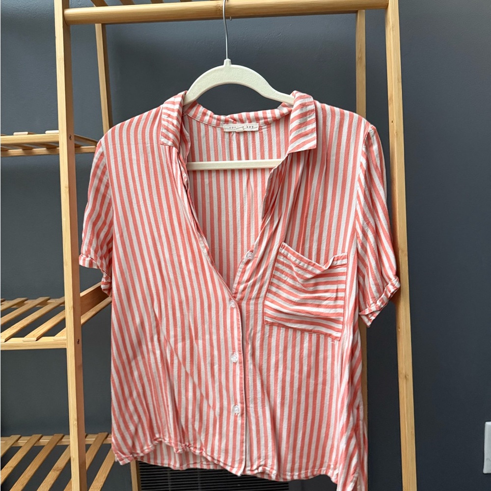 Copper Key Red and White Striped Blouse